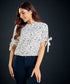 Sleeve Tie White And Black Chiffon Top